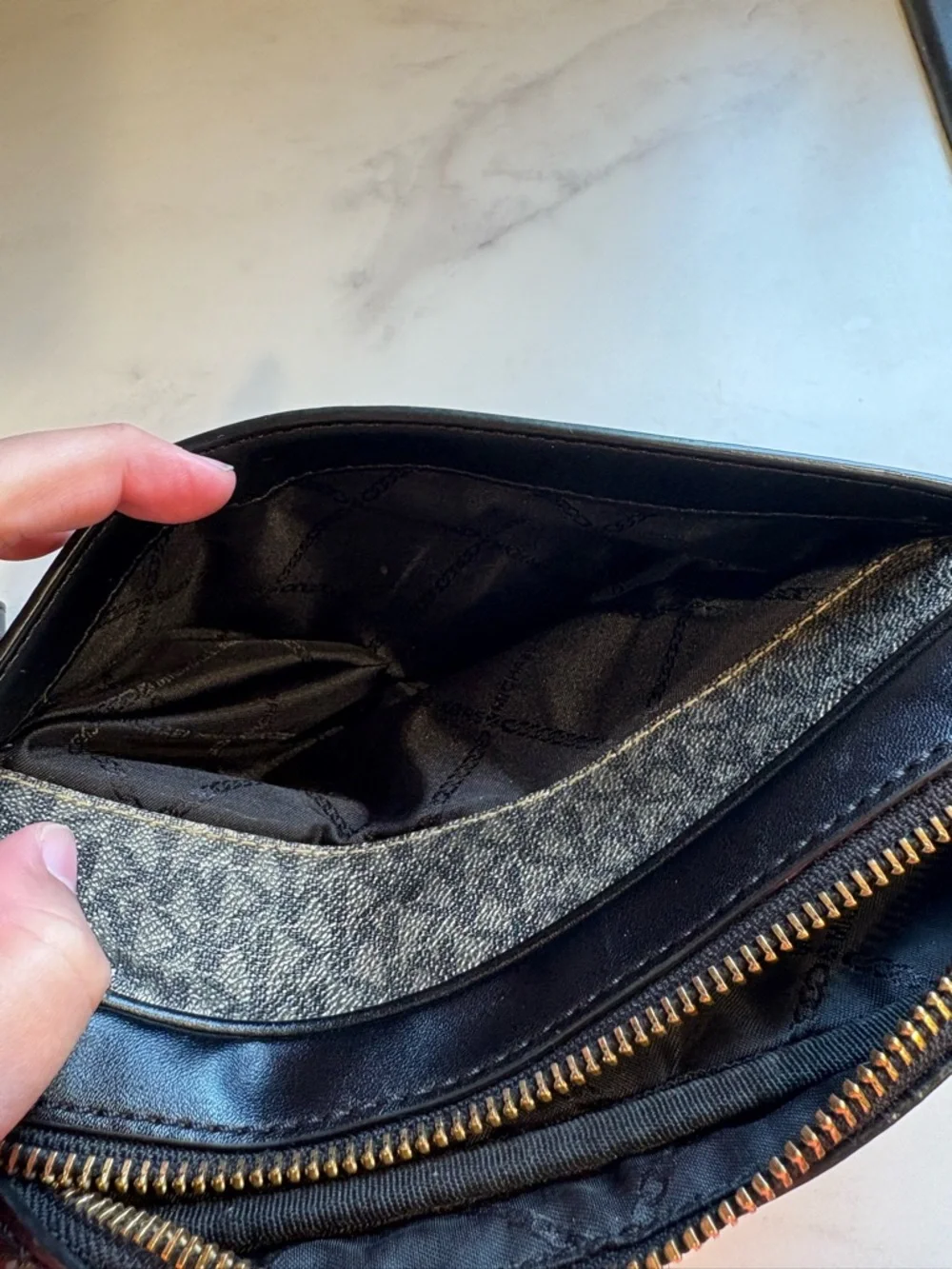 Michael Kors Brown/Gold and Black Signature MK Logo Crossbody Bag - Picture 6 of 12